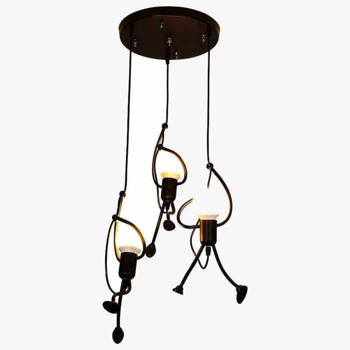 Suspension LED "Human" - Design et originalyahuttité | Marco Lucetti 3 lampes - Support rond