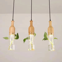 Suspension LED Industrielle en Bois et Verre pour Plantes - Éclairage Design et Naturel | Marco Lucetti