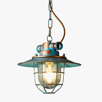 Suspension LED industrielle rétro en fer et verre vintage Safelight | Marco Lucetti