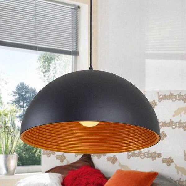 Suspension LED « Island Style » en métal avec abat-jour arrondi | Marco Lucetti Noir