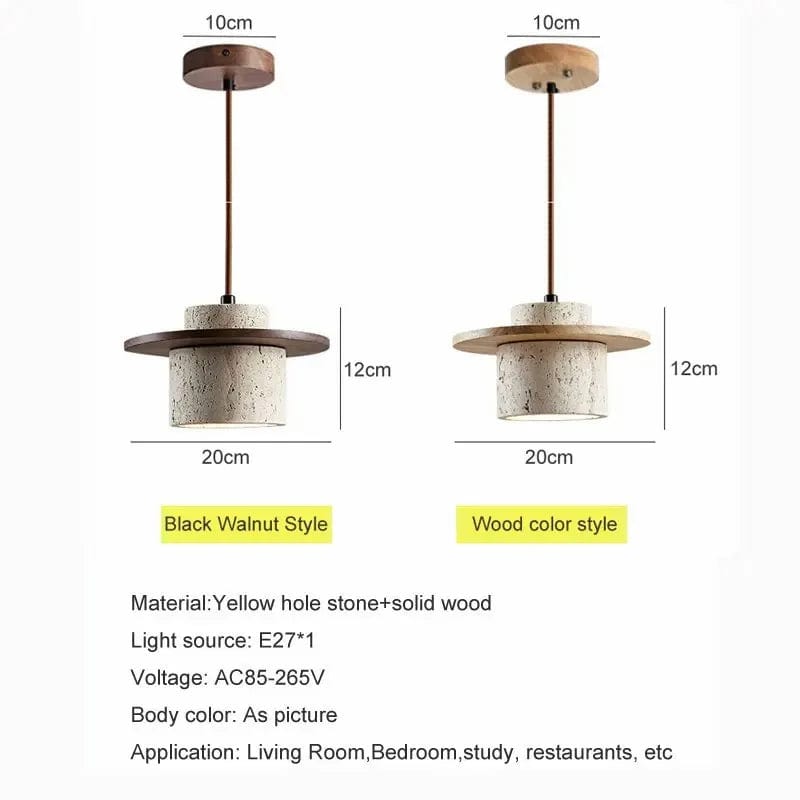 Suspension LED Komorebi en noyer et travertin | Marco Lucetti
