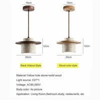 Suspension LED Komorebi en noyer et travertin | Marco Lucetti