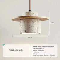 Suspension LED Komorebi en noyer et travertin | Marco Lucetti Couleur du bois / Lumière chaude / CHINE