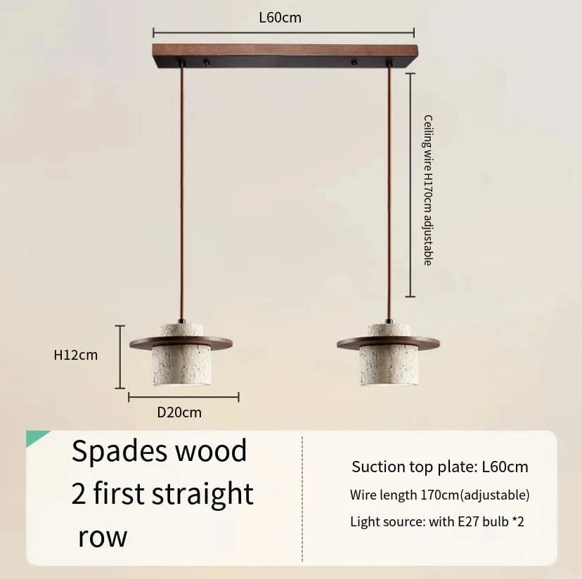 Suspension LED Komorebi en noyer et travertin | Marco Lucetti Noyer 2 lumières / Lumière froide / CHINE