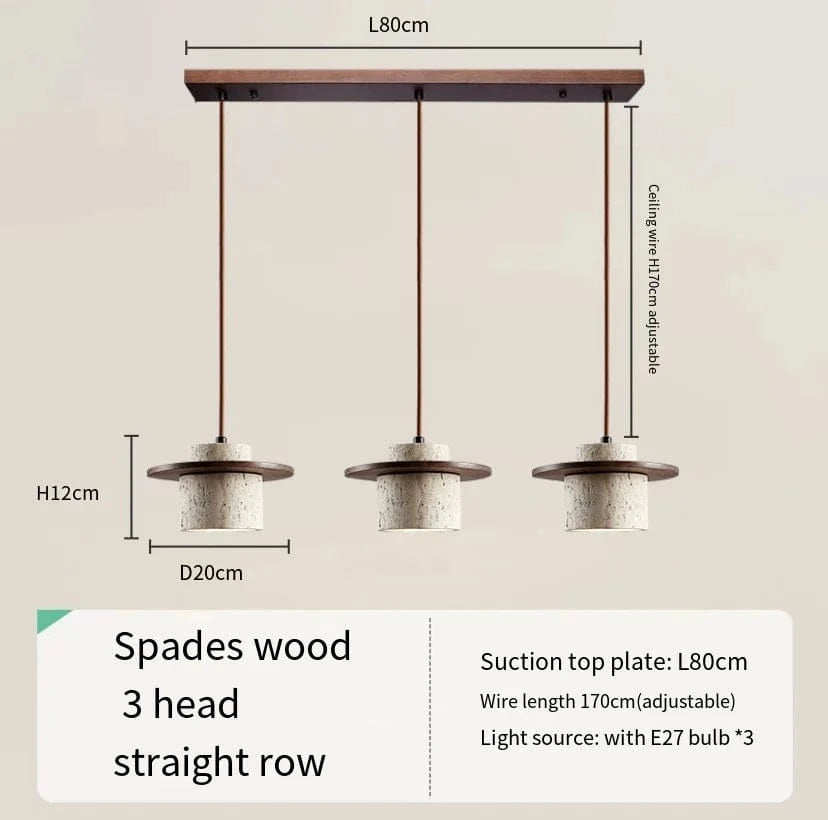 Suspension LED Komorebi en noyer et travertin | Marco Lucetti Noyer 3 lumières / Lumière froide / CHINE