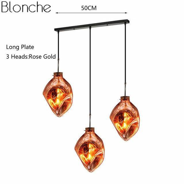 Suspension LED Lava en verre coloré | Marco Lucetti Orange - 3 lampes - Base longue