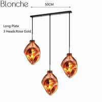 Suspension LED Lava en verre coloré | Marco Lucetti Orange - 3 lampes - Base longue
