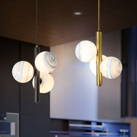 Suspension LED Lluna avec 3 globes en verre modernes | Marco Lucetti