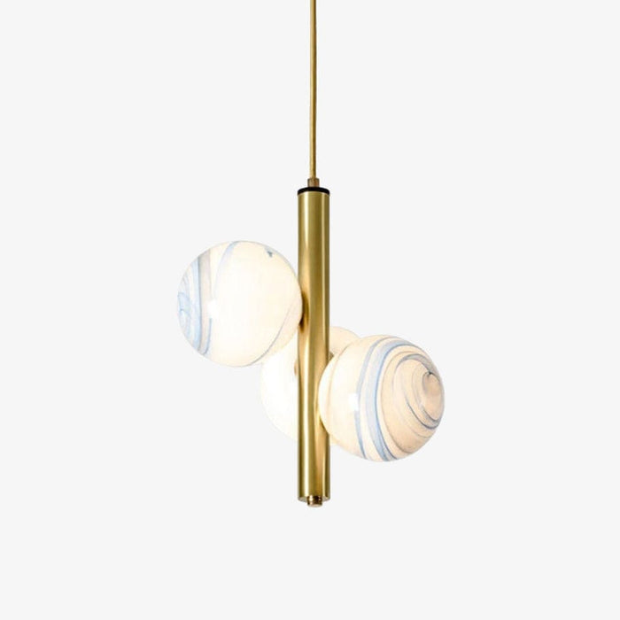 Suspension LED Lluna avec 3 globes en verre modernes | Marco Lucetti Doré - Globes Planètes / Chaude