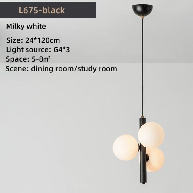 Suspension LED Lluna avec 3 globes en verre modernes | Marco Lucetti Noir - Globes Blancs / Chaude