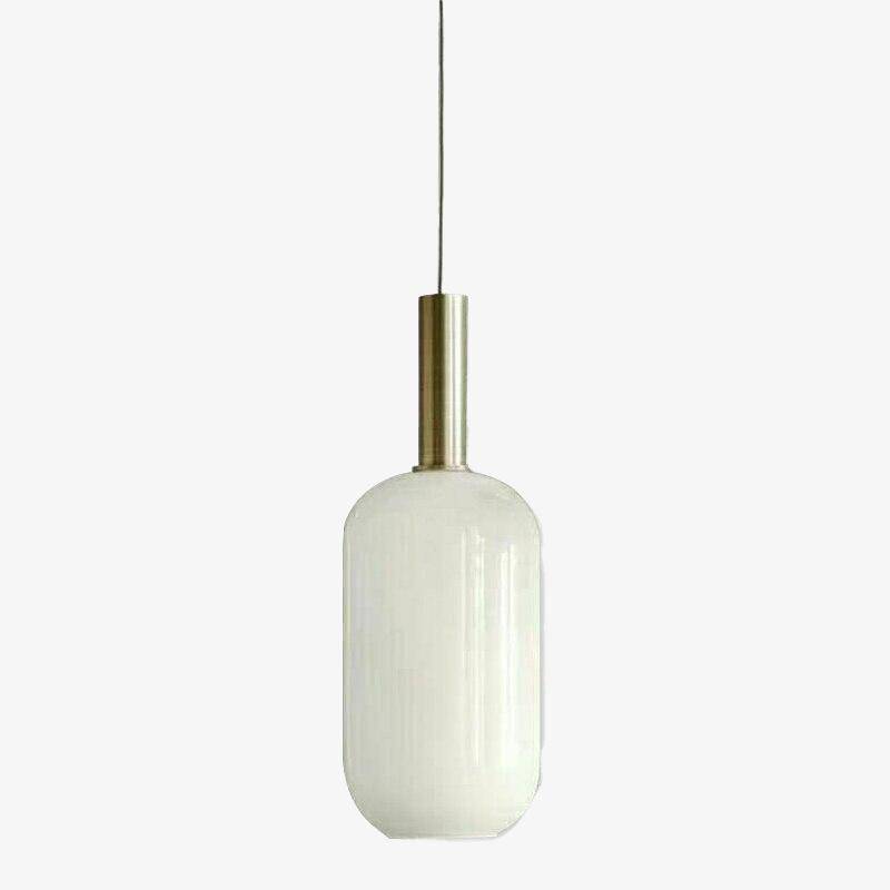 Suspension LED Loft : design moderne, abat-jour oval blanc, métal doré. | Marco Lucetti