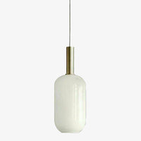 Suspension LED Loft : design moderne, abat-jour oval blanc, métal doré. | Marco Lucetti