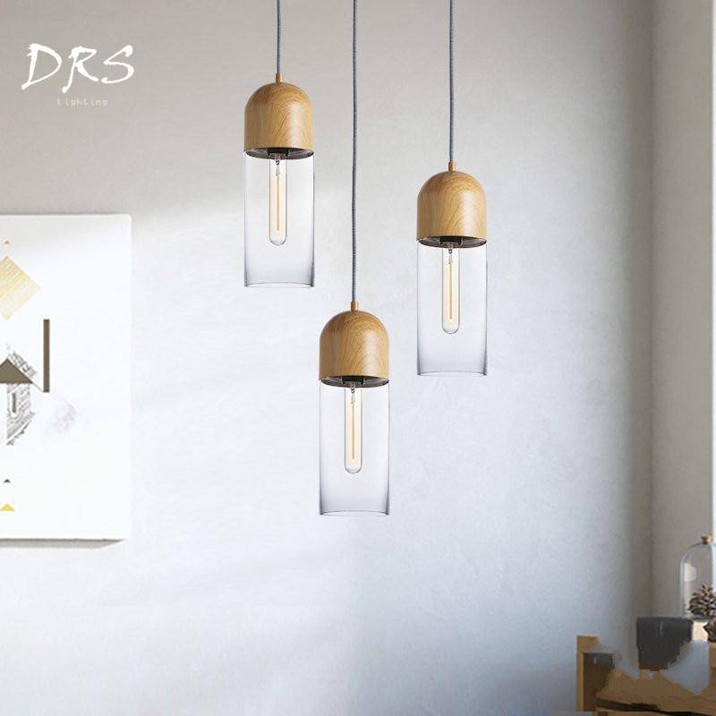Suspension LED Loft en bois et verre cylindrique | Marco Lucetti