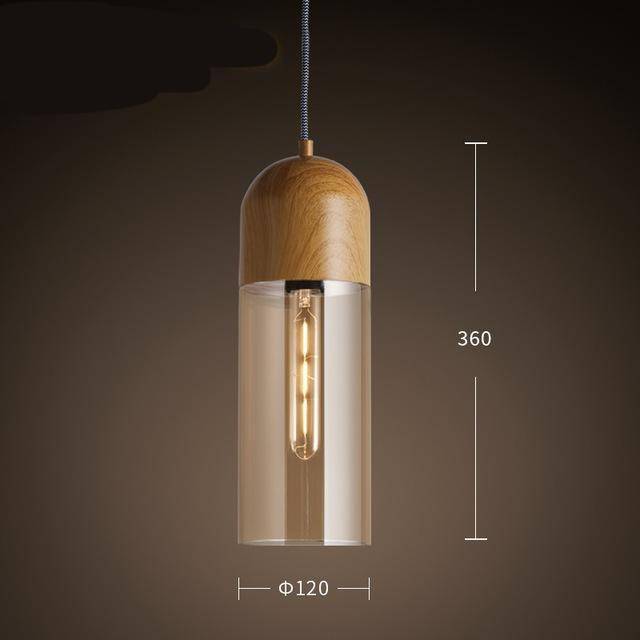 Suspension LED Loft en bois et verre cylindrique | Marco Lucetti B