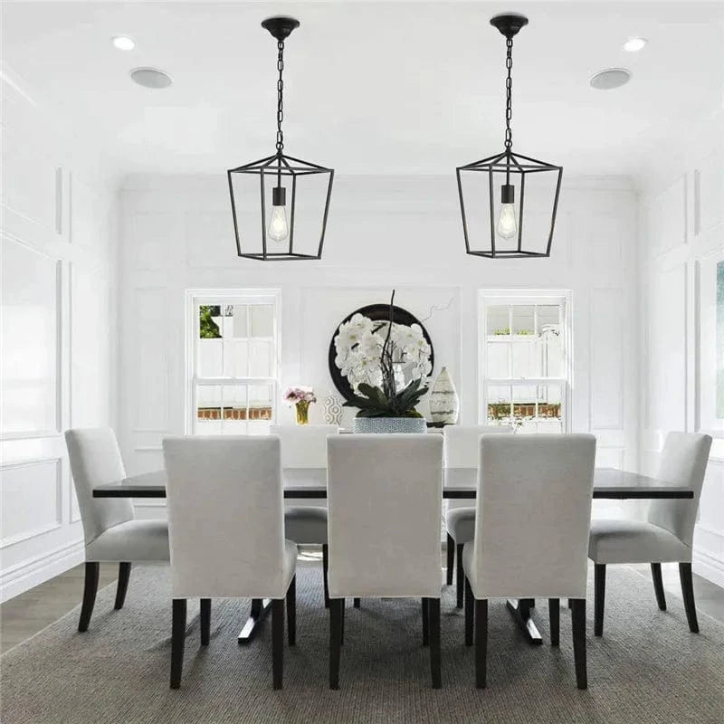 Suspension LED Loft Lanterne Vintage - Luminaire En Fer Réglable Pour Restaurant Cuisine - Lumières Noires | Marco Lucetti Noir