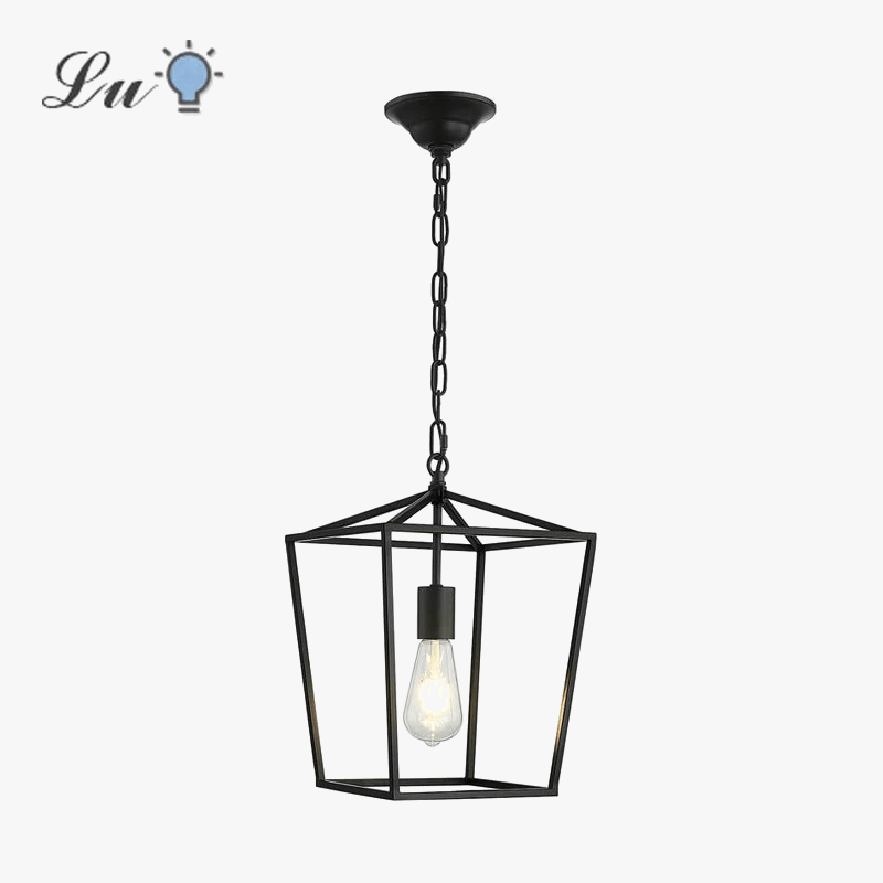 Suspension LED Loft Lanterne Vintage - Luminaire En Fer Réglable Pour Restaurant Cuisine - Lumières Noires | Marco Lucetti Noir