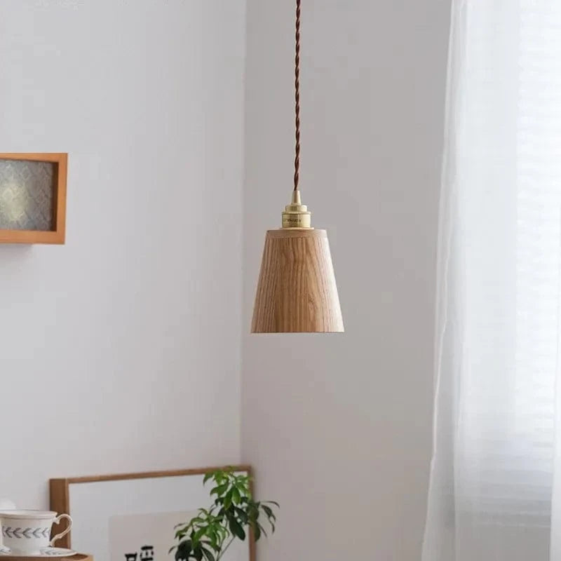 Suspension LED Loft Moderne en Bois avec Abat-Jour Laiton - Design Élégant | Marco Lucetti