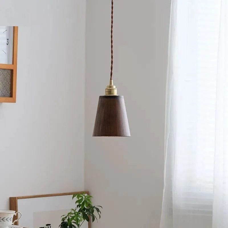 Suspension LED Loft Moderne en Bois avec Abat-Jour Laiton - Design Élégant | Marco Lucetti
