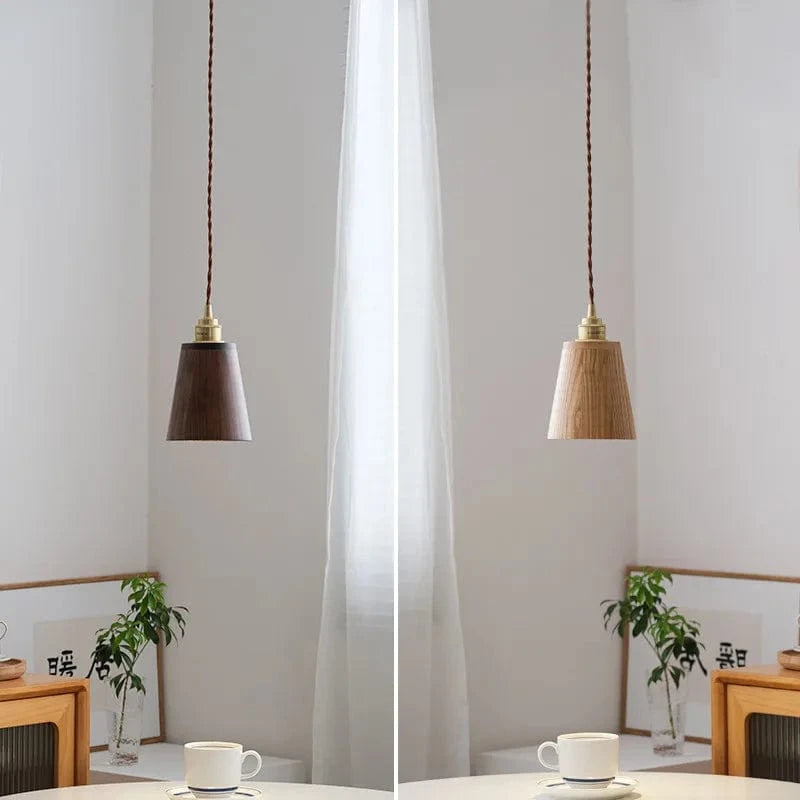 Suspension LED Loft Moderne en Bois avec Abat-Jour Laiton - Design Élégant | Marco Lucetti