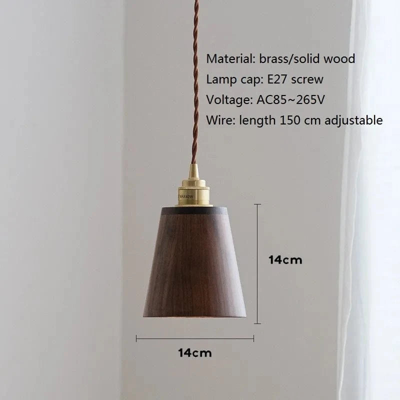 Suspension LED Loft Moderne en Bois avec Abat-Jour Laiton - Design Élégant | Marco Lucetti Noyer noir