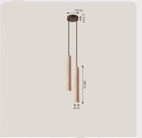 Suspension LED Long Tube bois plafonnier - Style japonais vent silencieux. | Marco Lucetti 2 têtes