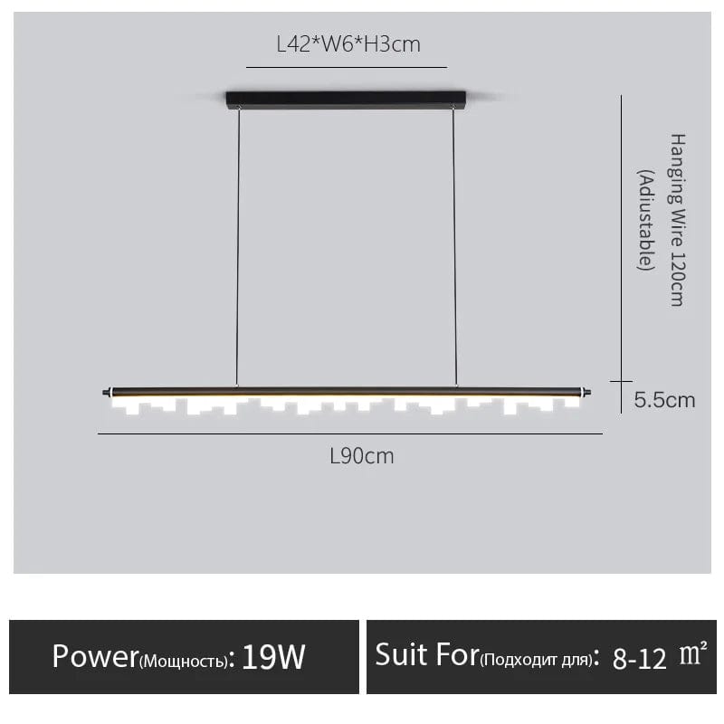 Suspension LED Longue Élégante | Marco Lucetti Noir-L90CM / Lumière chaude 3000K