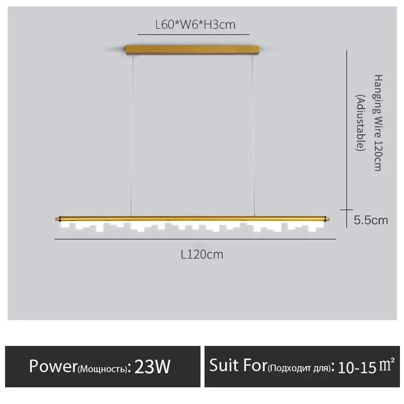 Suspension LED Longue Élégante | Marco Lucetti Or-L120CM / Lumière chaude 3000K