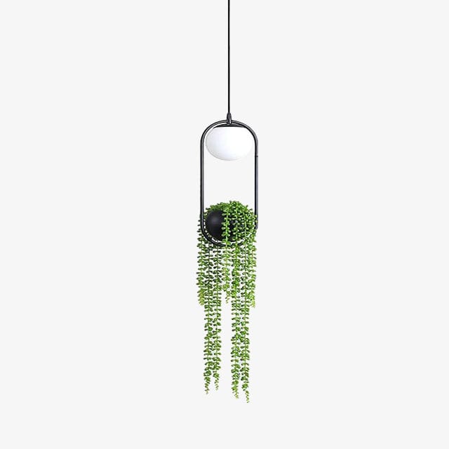 Suspension LED Loom - Design Moderne en Métal Noir | Marco Lucetti Avec plantes