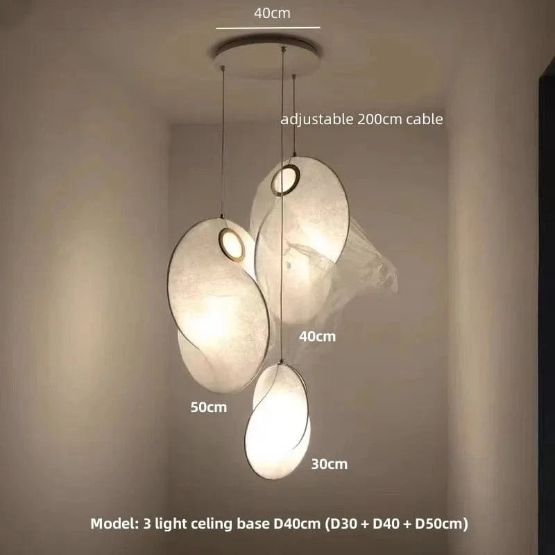 Suspension LED Lustre Lumière Soie Nordique  pour Salle à Manger Salon Bar - Luminaires Suspendus de Marque | Marco Lucetti 3 lumières D30 40 50cm / Lumière chaude 3000K