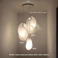 Suspension LED Lustre Lumière Soie Nordique  pour Salle à Manger Salon Bar - Luminaires Suspendus de Marque | Marco Lucetti 3 lumières D30 40 50cm / Lumière chaude 3000K