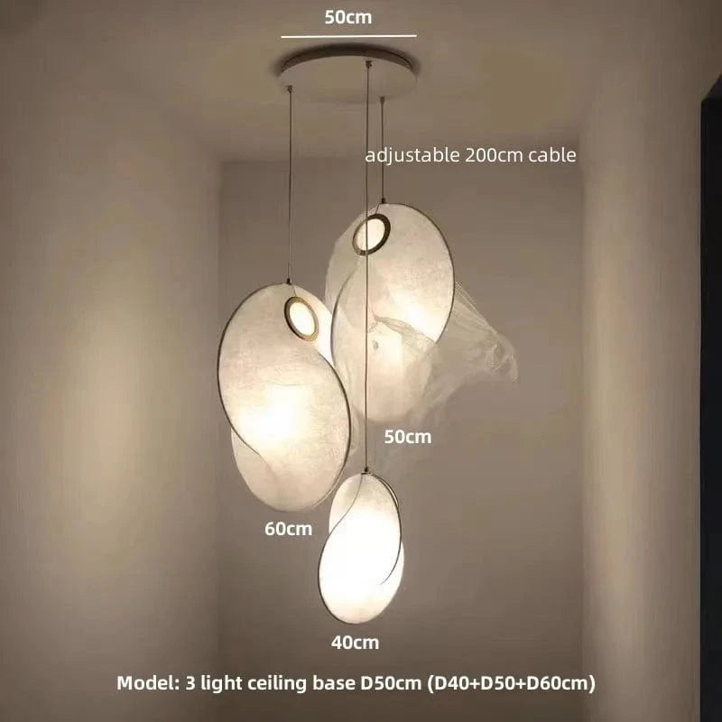 Suspension LED Lustre Lumière Soie Nordique  pour Salle à Manger Salon Bar - Luminaires Suspendus de Marque | Marco Lucetti 3 lumières D40 50 60cm / Lumière chaude 3000K