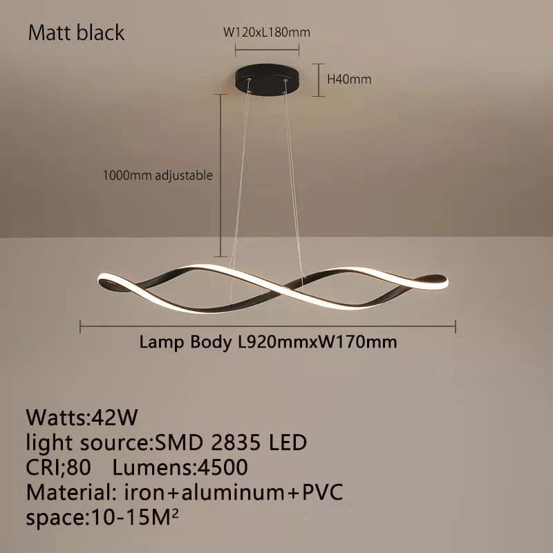 Suspension LED Lustres Modernes pour Salle à Manger Salon Chambre - L92cm - Or/Chrome/Noir - Télécommande/Contrôle APP | Marco Lucetti Noir mat / RC à intensité variable avec application / CHINE