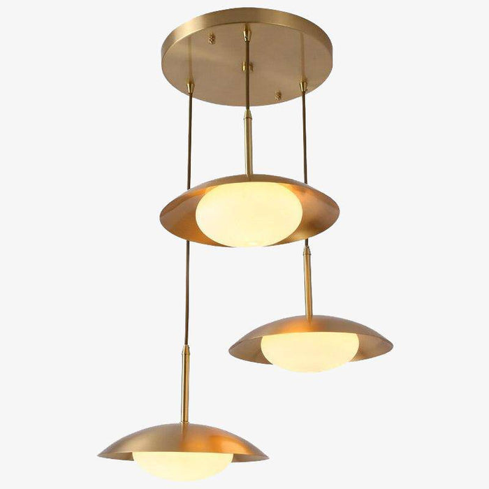 Suspension LED luxe avec abat-jour arrondi métal doré Luxe Brillant | Marco Lucetti