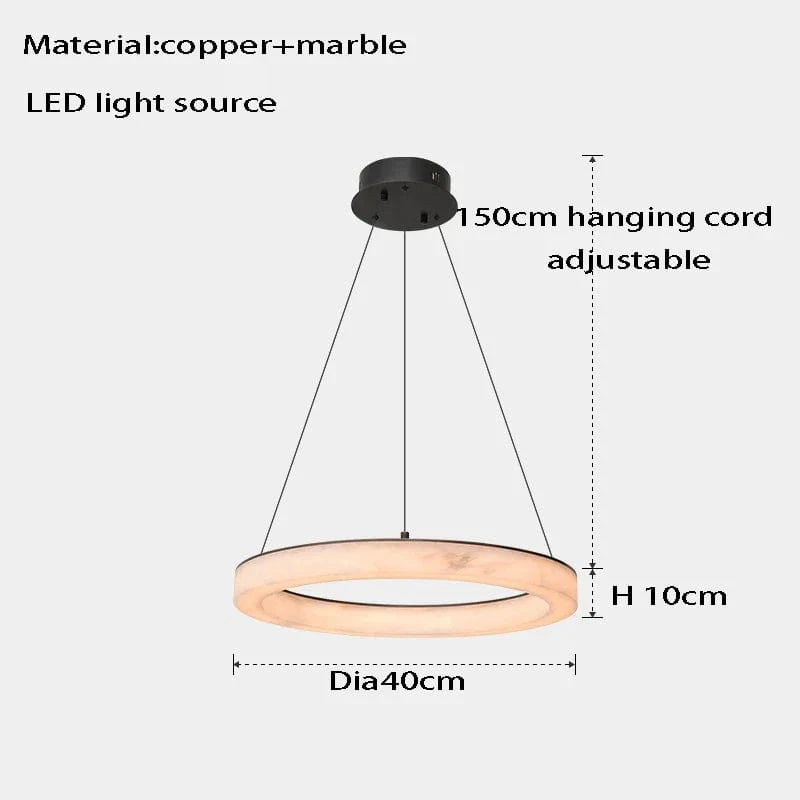 Suspension LED Luxe en Marbre Authentique | Marco Lucetti Diamètre 40 cm / Cadre noir / Changeable