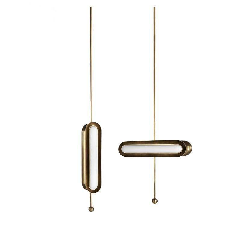 Suspension LED Luxury avec double base dorée arrondie | Marco Lucetti