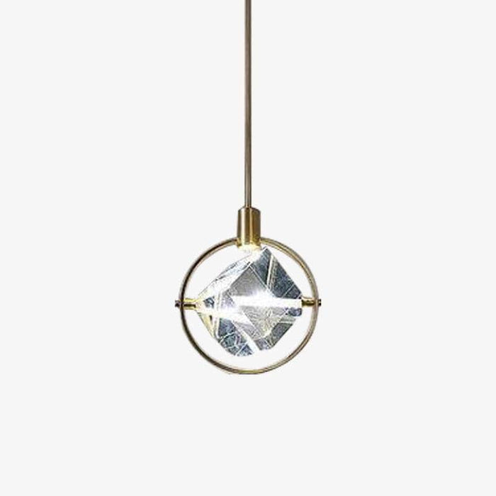 Suspension LED Luxury avec rond doré et cristal de verre | Marco Lucetti
