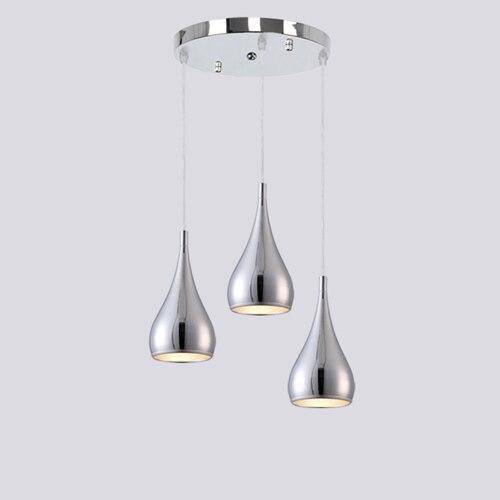 Suspension LED Mainstream | Marco Lucetti 3 chromés - Base ronde