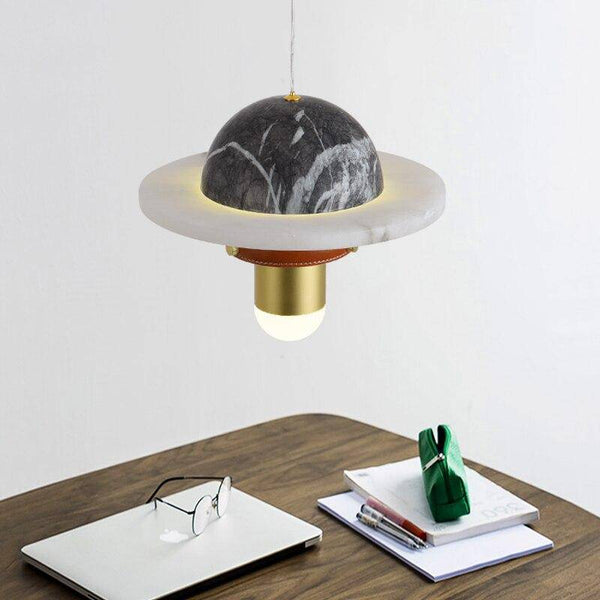 Suspension LED Marbre Noir et Blanc - Or | Marco Lucetti