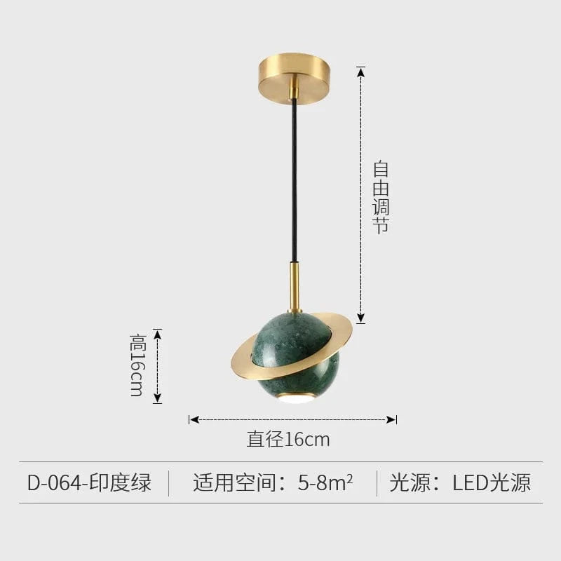 Suspension LED Marbrée - Design Épuré | Marco Lucetti Vert