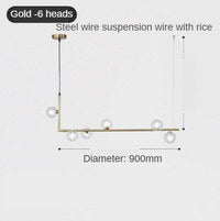 Suspension LED Métal pour Cuisine | Marco Lucetti Doré - 6 lampes