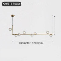 Suspension LED Métal pour Cuisine | Marco Lucetti Doré - 8 lampes