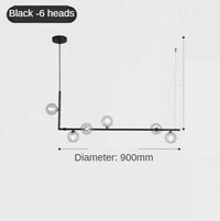 Suspension LED Métal pour Cuisine | Marco Lucetti Noir - 6 lampes
