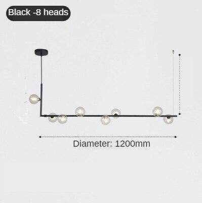 Suspension LED Métal pour Cuisine | Marco Lucetti Noir - 8 lampes