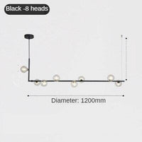 Suspension LED Métal pour Cuisine | Marco Lucetti Noir - 8 lampes