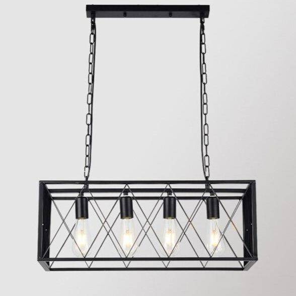 Suspension LED métal style Loft cage industrielle | Marco Lucetti 4 lampes