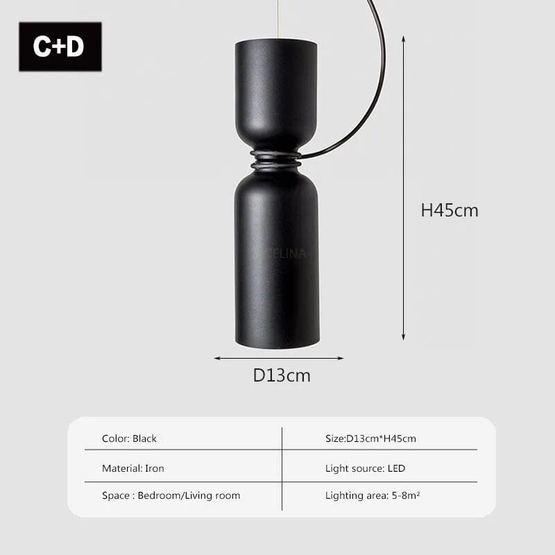 Suspension LED Minimaliste en Fer | Marco Lucetti LPL140 CD noir / Pas d'ampoule