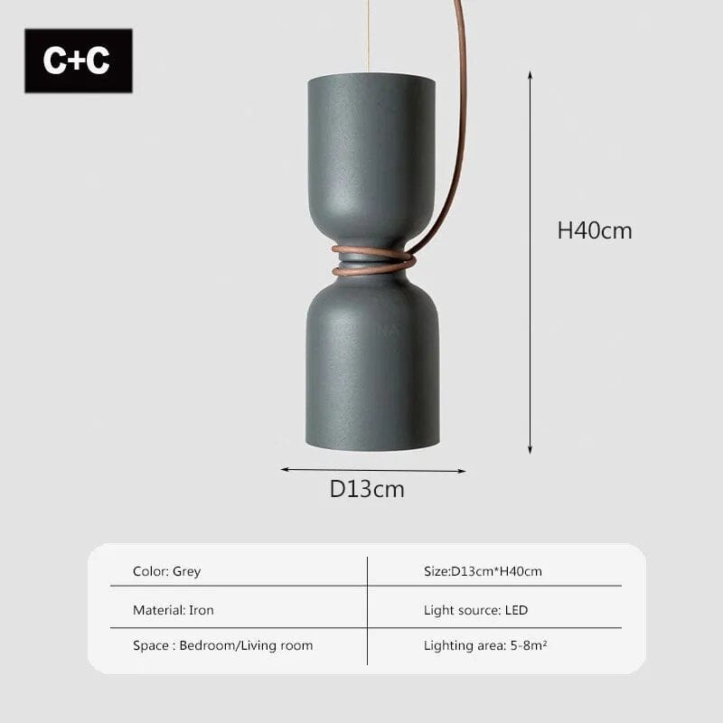 Suspension LED Minimaliste en Fer | Marco Lucetti LPL140 Gris CC / Pas d'ampoule
