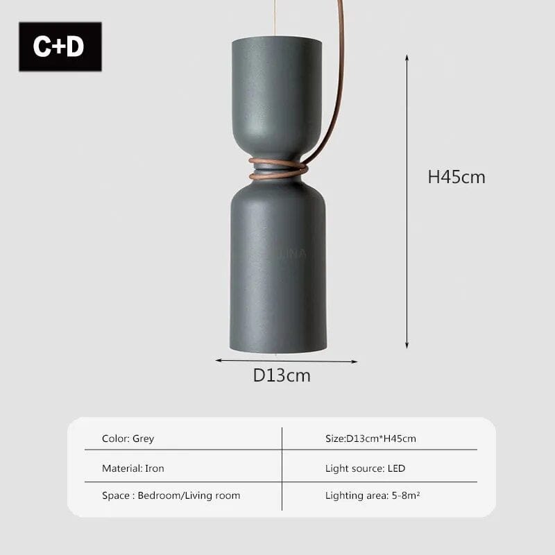 Suspension LED Minimaliste en Fer | Marco Lucetti LPL140 Gris CD / Pas d'ampoule