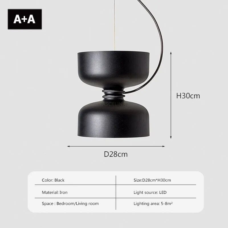 Suspension LED Minimaliste en Fer | Marco Lucetti LPL140 Noir AA / Pas d'ampoule