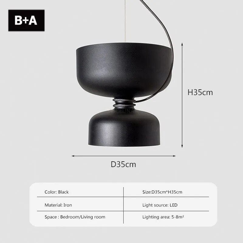 Suspension LED Minimaliste en Fer | Marco Lucetti LPL140 Noir BA / Pas d'ampoule